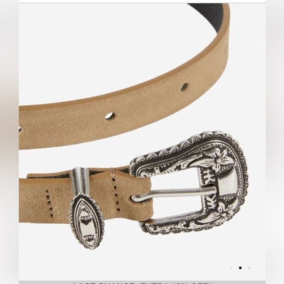 The Kooples THIN CAMEL LEATHER BELT WITH WESTERN
BUCKLE NWT - Picture 1 of 8